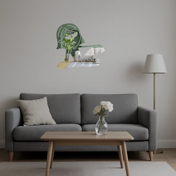 Tembel Kız Dekoratif Aynalı Tablo - Resim 5