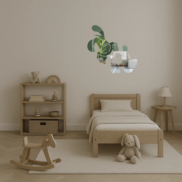 Bej Renkli Çizgi Köpek  Dekoratif Aynalı Tablo - Resim 4