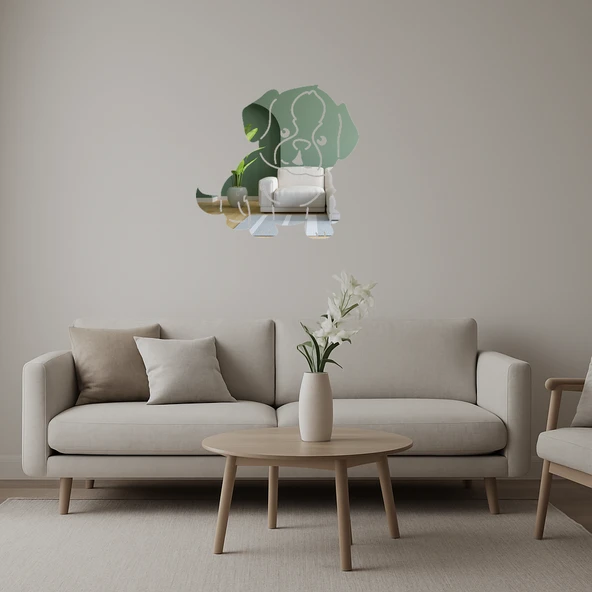 Üzgün Köpek Dekoratif Duvar Aynalı Tablosu ürün görseli