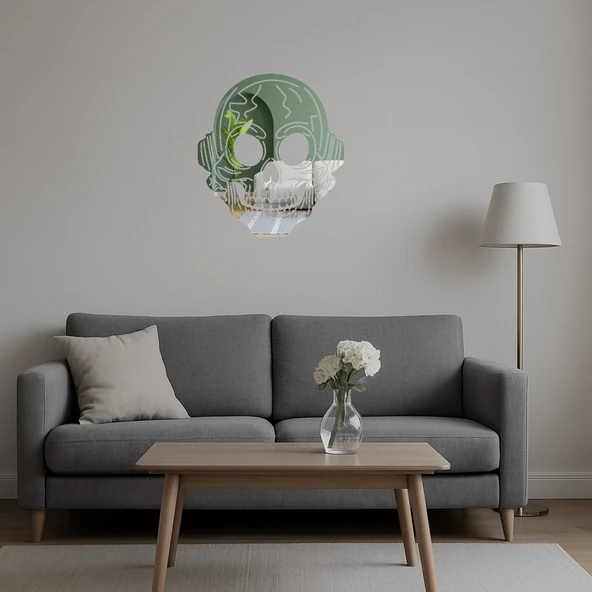 Kafatası Tasarımlı  Dekoratif Duvar Aynalı Tablosu - Resim 5