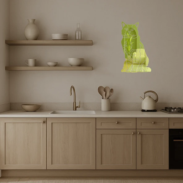 Sevimli Kediler Dekoratif İç Mekan Altın Aynalı Tablosu - Resim 3