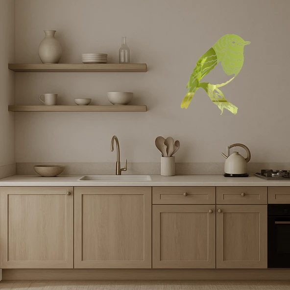 Egzotik Kuşlar Dekoratif Altın Aynalı Tablo - Tropikal Esinti - Resim 3