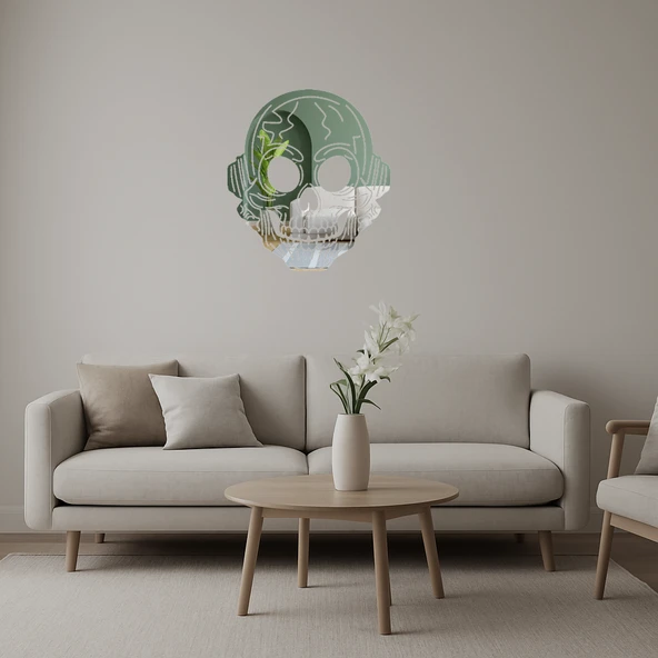 Kafatası Tasarımlı  Dekoratif Duvar Aynalı Tablosu ürün görseli