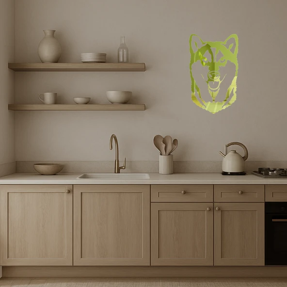 Japon Akita Köpeği Baş Dekoratif Altın Aynalı Tablo - Resim 3