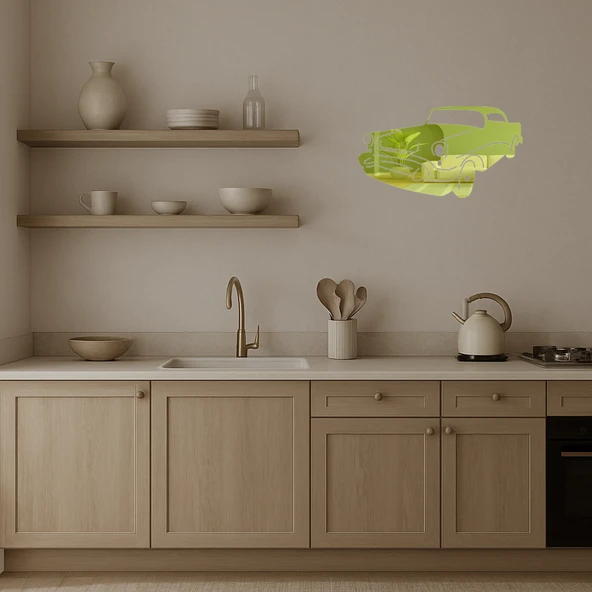 Retro Araba Koleksiyonu  Dekoratif Altın Aynalı Tablolar - Resim 3