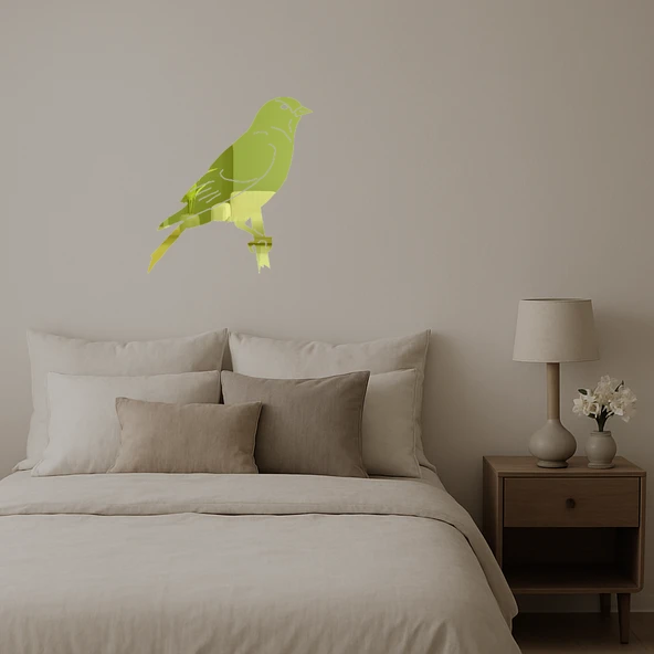 Kuzey Amerika Kuşu  Sanatsal Altın Aynalı Tablo - Resim 2