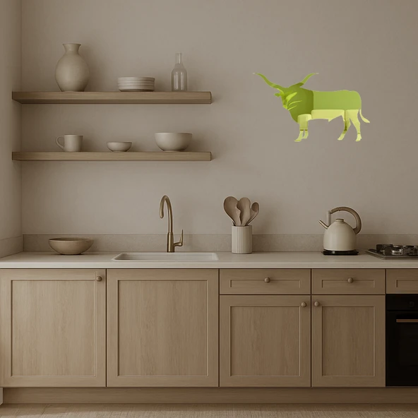 Güçlü Boğa Temalı Dekoratif İç Mekan Altın Aynalı Tablosu - Resim 3