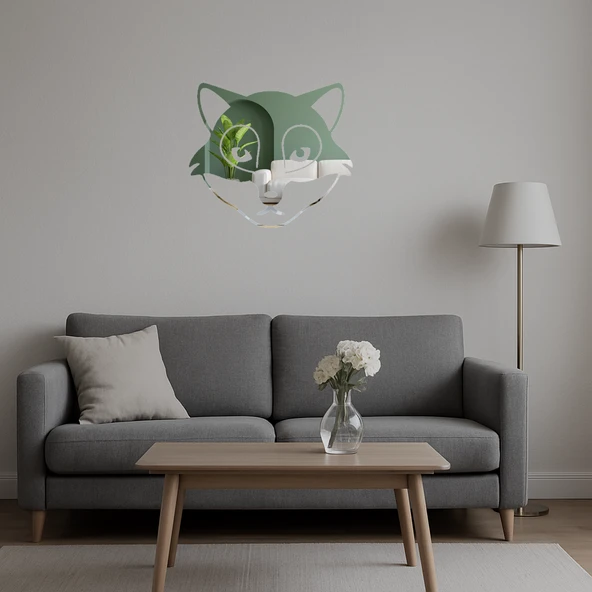 Kurt Yüzü Dekoratif Aynalı Tablo - Resim 5