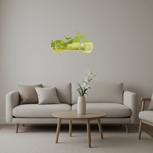 Vintage Tarzı Motorcu  Altın Aynalı Tablo ürün görseli