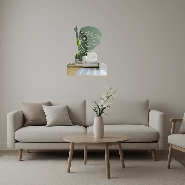 El Kaldıran Çocuk Emoji Aynalı Tablo ürün görseli