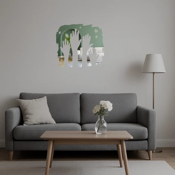 Eller ve Yıldızlar Dekoratif Aynalı Tablo - Resim 4