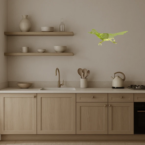 Koşucu Kuş Dekoratif Duvar Altın Aynalı Tablosu - Resim 2