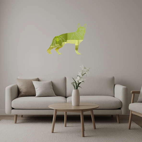 Renkli Köpek Dostlar Dekoratif Altın Aynalı Tablo ürün görseli