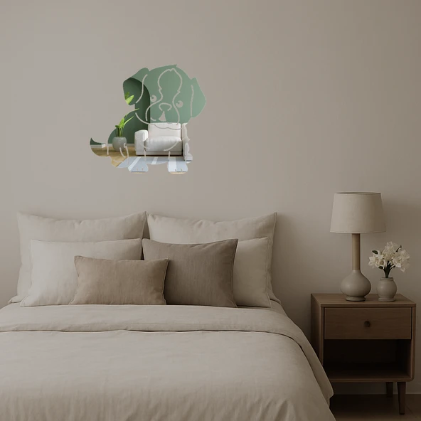 Üzgün Köpek Dekoratif Duvar Aynalı Tablosu - Resim 3