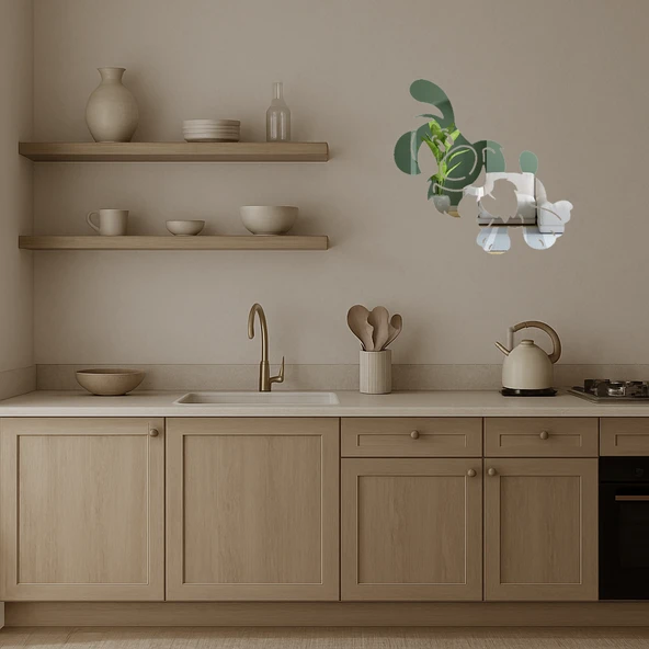 Bej Renkli Çizgi Köpek  Dekoratif Aynalı Tablo - Resim 3