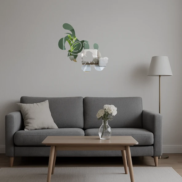 Bej Renkli Çizgi Köpek  Dekoratif Aynalı Tablo - Resim 5