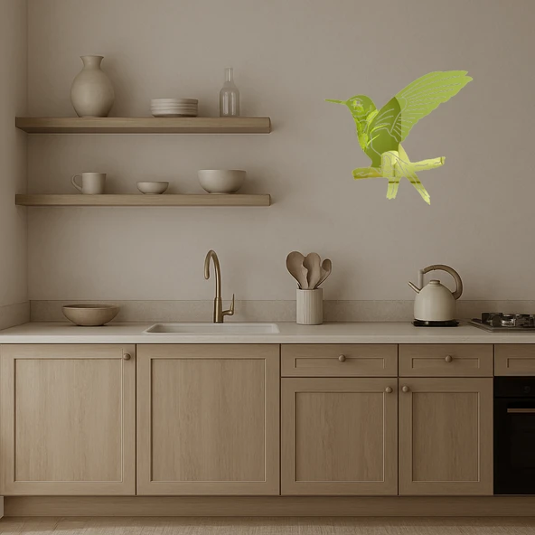 Kuş Ailesi Dekoratif Altın Aynalı Tablo - Aile ve Birliktelik - Resim 3