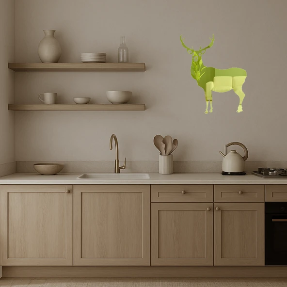 Doğa Temalı Geyik Altın Aynalı Tablosu - Resim 3