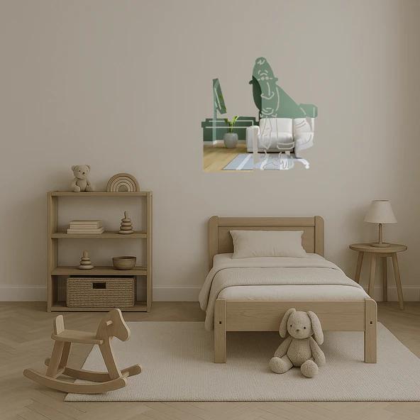 Modern Ofis Adamı ve Bilgisayar Tasarımlı  Duvar Aynalı Tablosu - Resim 4