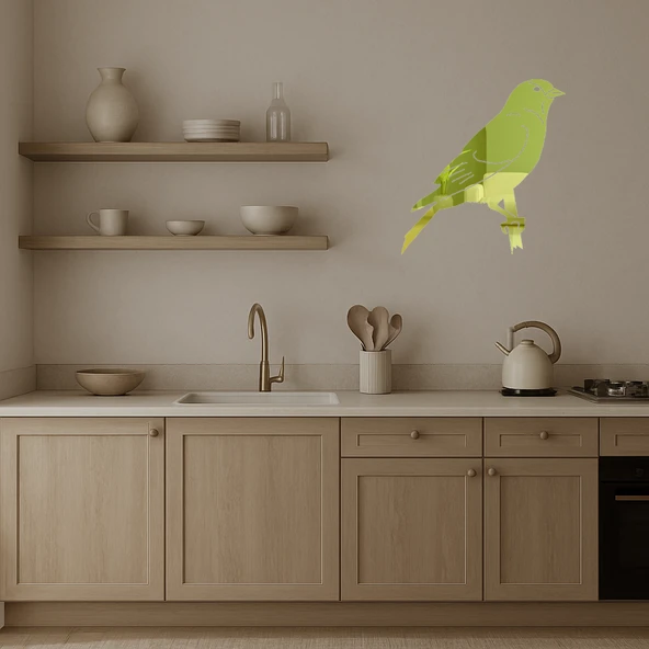 Kuzey Amerika Kuşu  Sanatsal Altın Aynalı Tablo - Resim 3