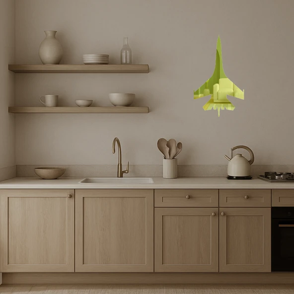 Modern Uçak Tasarımlı Duvar Altın Aynalı Tablosu - Resim 2