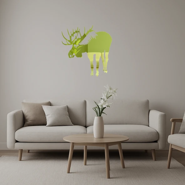 Geyik ve Geyik Dekoratif Altın Aynalı Tablo - Doğal Zarafet ürün görseli