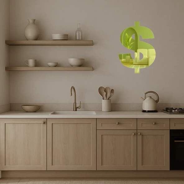 Dolar Sembolü  Dekoratif Altın Aynalı Tablo - Resim 3