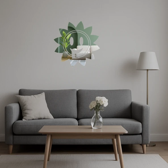 Güneş Çiçeği Gülümseyen Yüz Dekoratif Aynalı Tablo - Resim 3