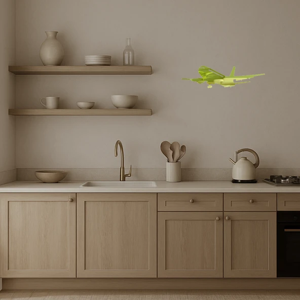 Minimalist Uçak Altın Aynalı Tablosu - Resim 3