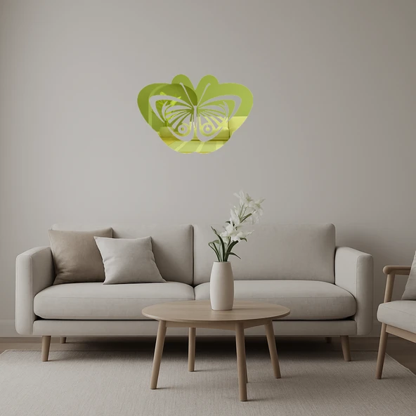 Minimalist Kelebek Tasarımlı  Altın Aynalı Tablo ürün görseli