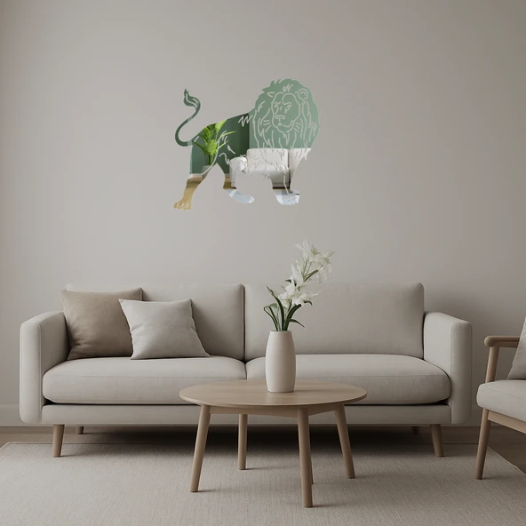 Öfkeli Aslan  Dekoratif Aynalı Tablo ürün görseli