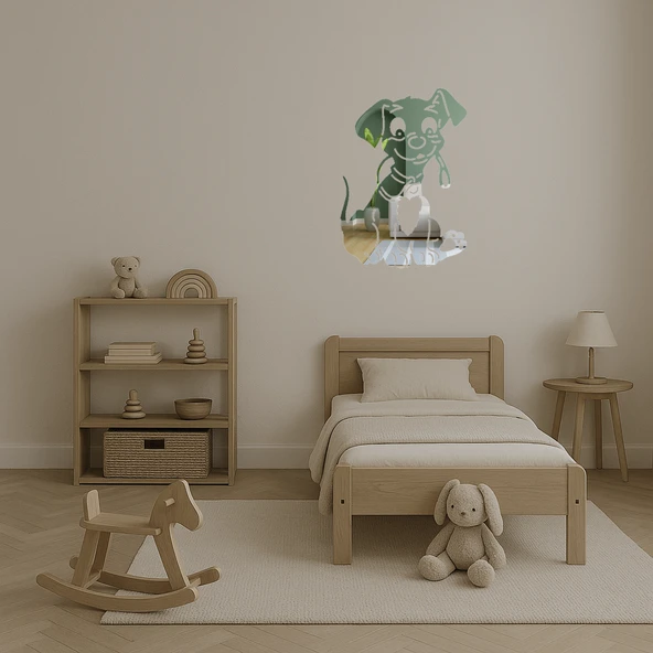 Kırmızı Tasmali Köpek Dekoratif  Aynalı Tablo - Resim 4