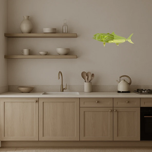 Denizaltı Dünyası Temalı  Dekoratif Altın Aynalı Tablo - Resim 3