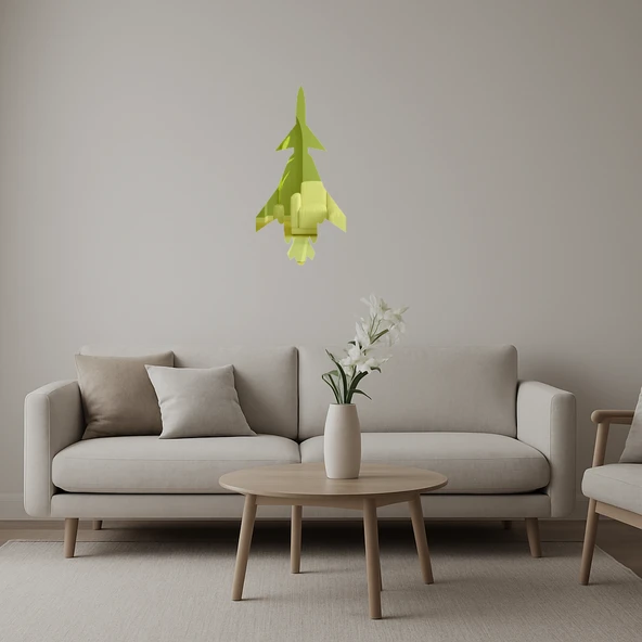 Retro Uçak Desenli Altın Aynalı Tablo ürün görseli