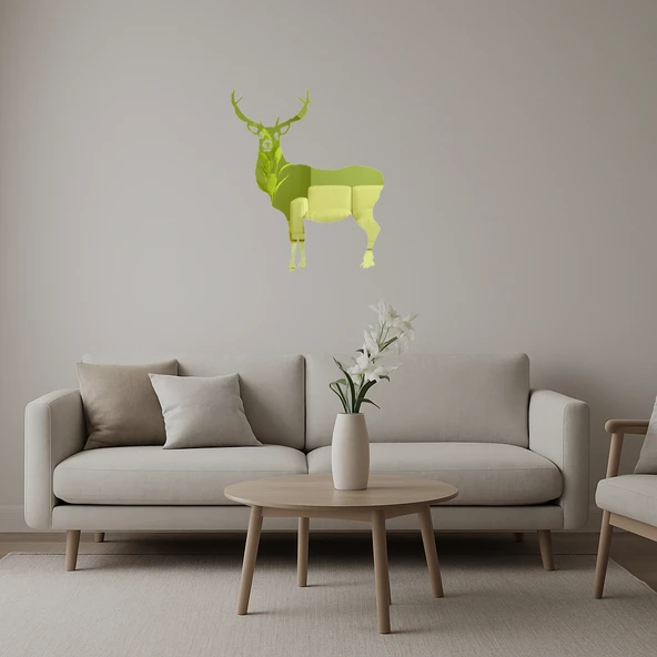 Doğa Temalı Geyik Altın Aynalı Tablosu ürün görseli