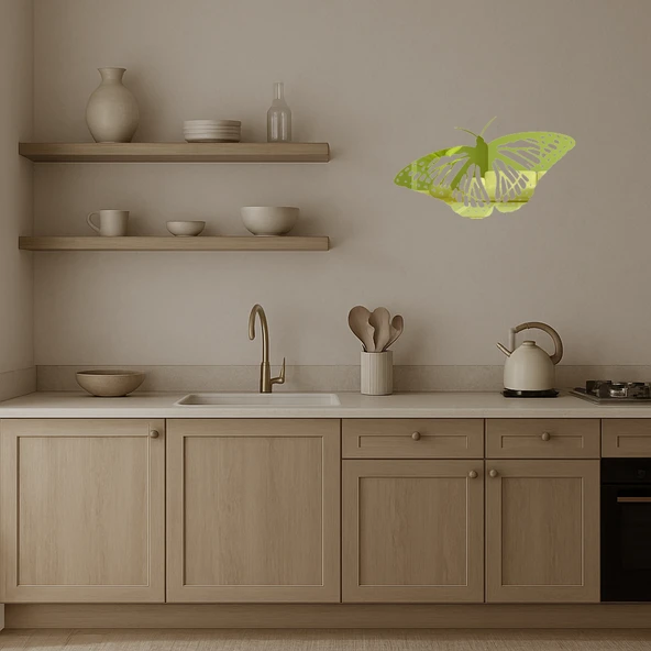 Kelebek Desenli Şık  Altın Aynalı Tablo - Resim 3