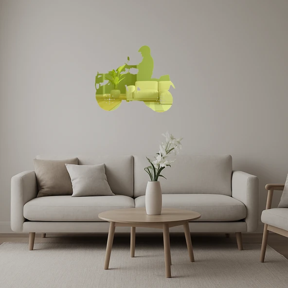 Şık Motor Temalı  Altın Aynalı Tablo ürün görseli