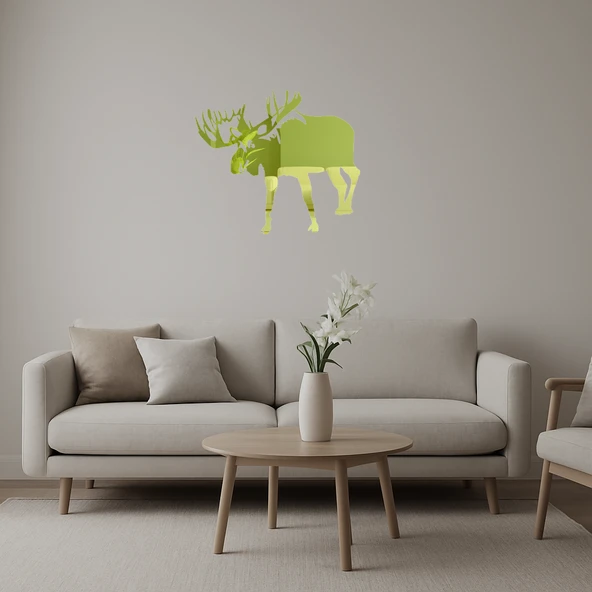 Modern Geyik Silueti Altın Aynalı Tablo ürün görseli