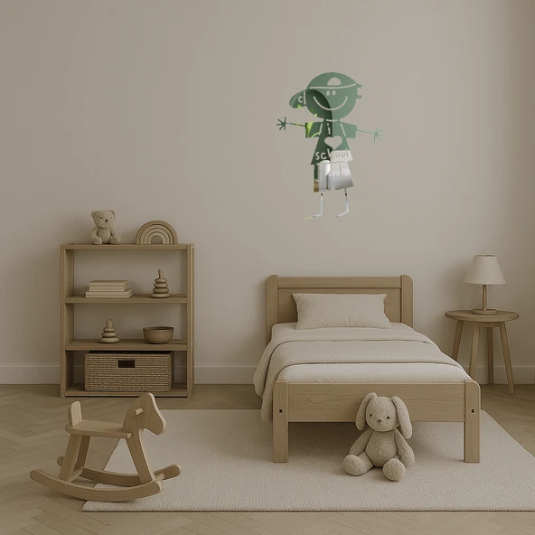 Okul Çocuğu Temalı Dekoratif  Aynalı Tablo - Resim 4