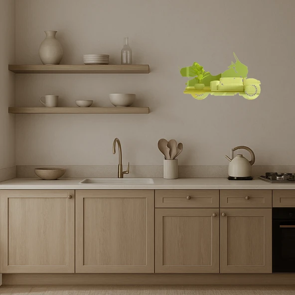 Minimalist  Motosiklet Dekoratif Altın Aynalı Tablo - Resim 2