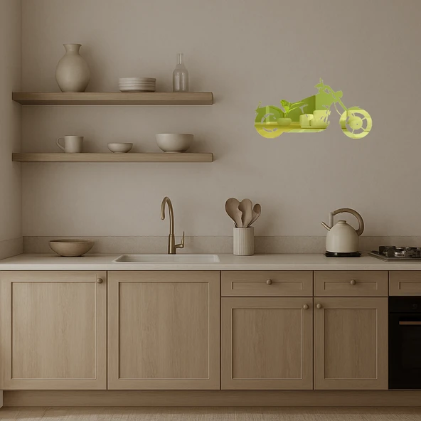 Endüstriyel Tasarım  Motosiklet Altın Aynalı Tablosu - Resim 3