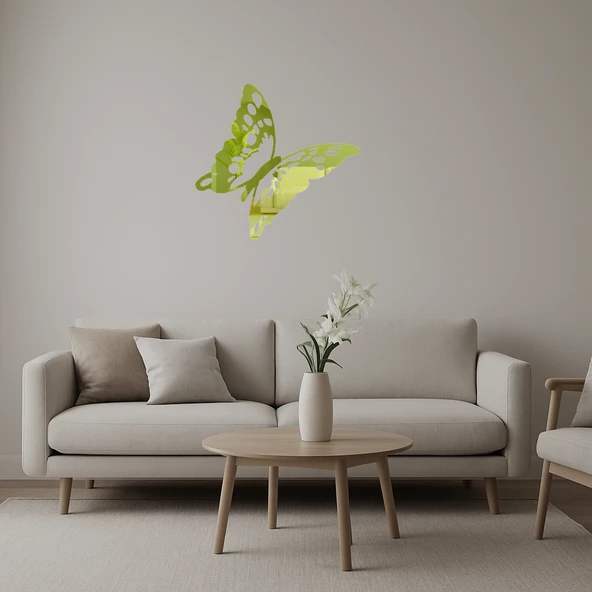 Modern Kelebek Tasarımlı  Duvar Altın Aynalı Tablosu ürün görseli