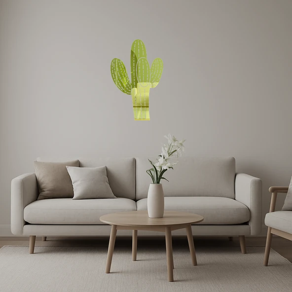 Kaktüs Bitkisi  Dekoratif Altın Aynalı Tablo ürün görseli