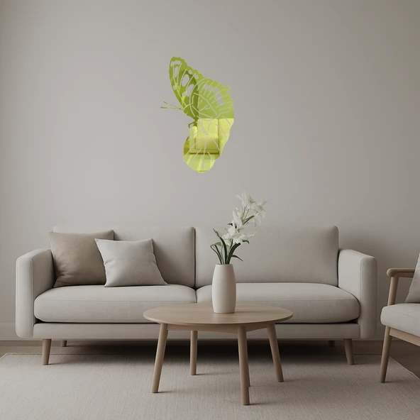 Modern Kelebek Altın Aynalı Tablo ürün görseli