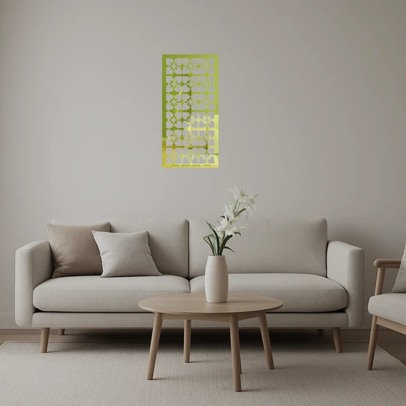 Modern Çiçek Motifli  Duvar Altın Aynalı Tablosu ürün görseli