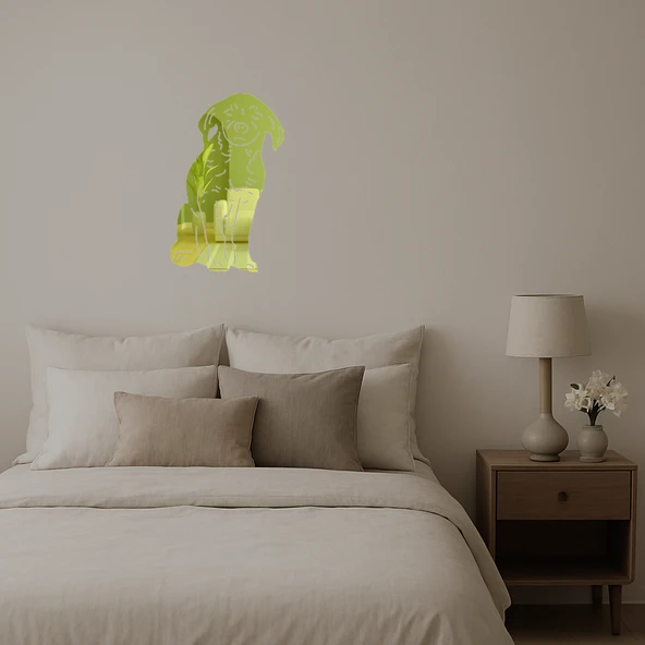 Minik Köpek  Dekoratif Altın Aynalı Tablo - Resim 3