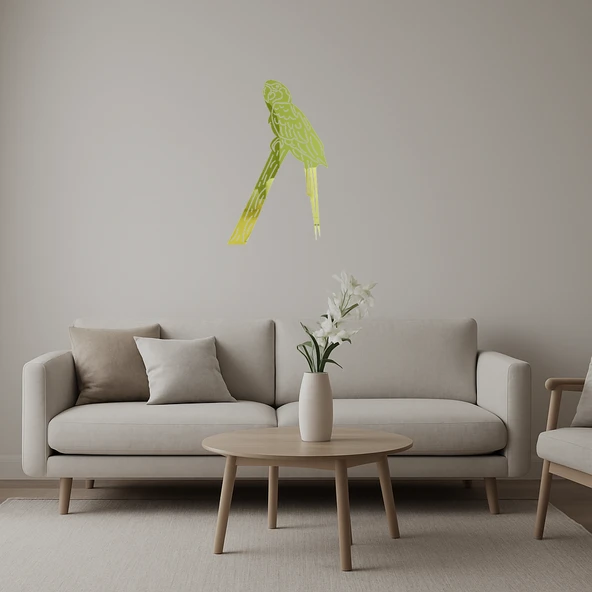 Macaw Papağan Dal Altın Aynalı Tablosu  Dekorasyon ürün görseli