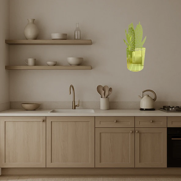 Aloe Vera Tasarımlı  Altın Aynalı Tablo - Resim 2