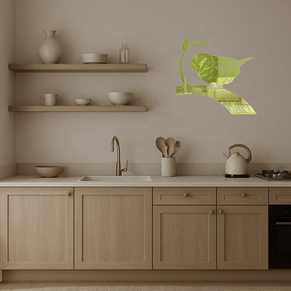 Bebek Kuş Doğa Altın Aynalı Tablosu - Resim 3