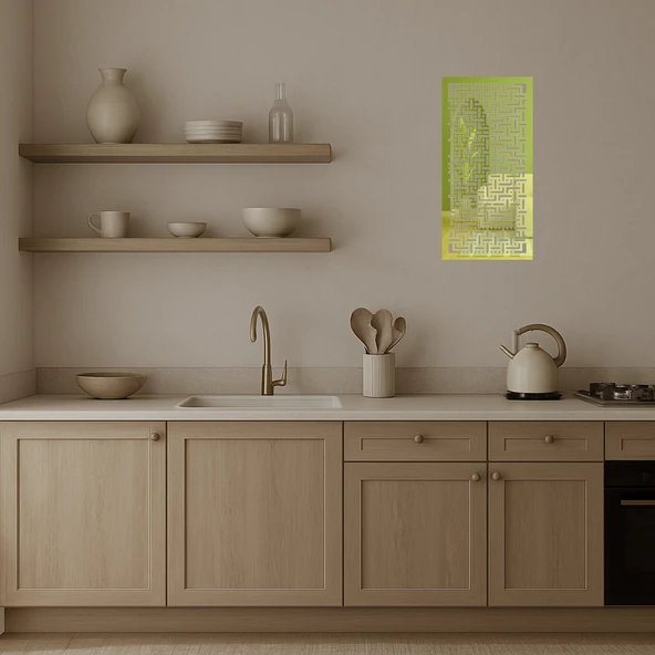 Soyut Desenli Dekoratif Altın Aynalı Tablo - Resim 2